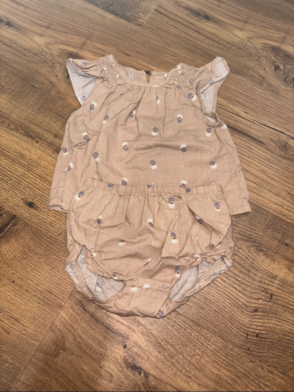 Carter's Tan Floral Tank Top and Bloomers Set